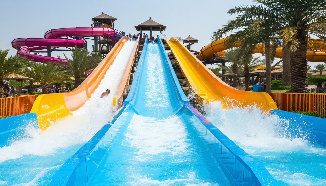 Exciting water slides at Dubai Water Park